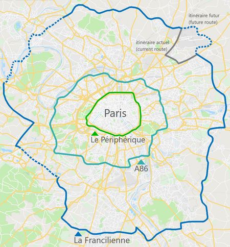Als Parijs niet te vermijden is, kies dan de minst drukke van de drie rondwegen